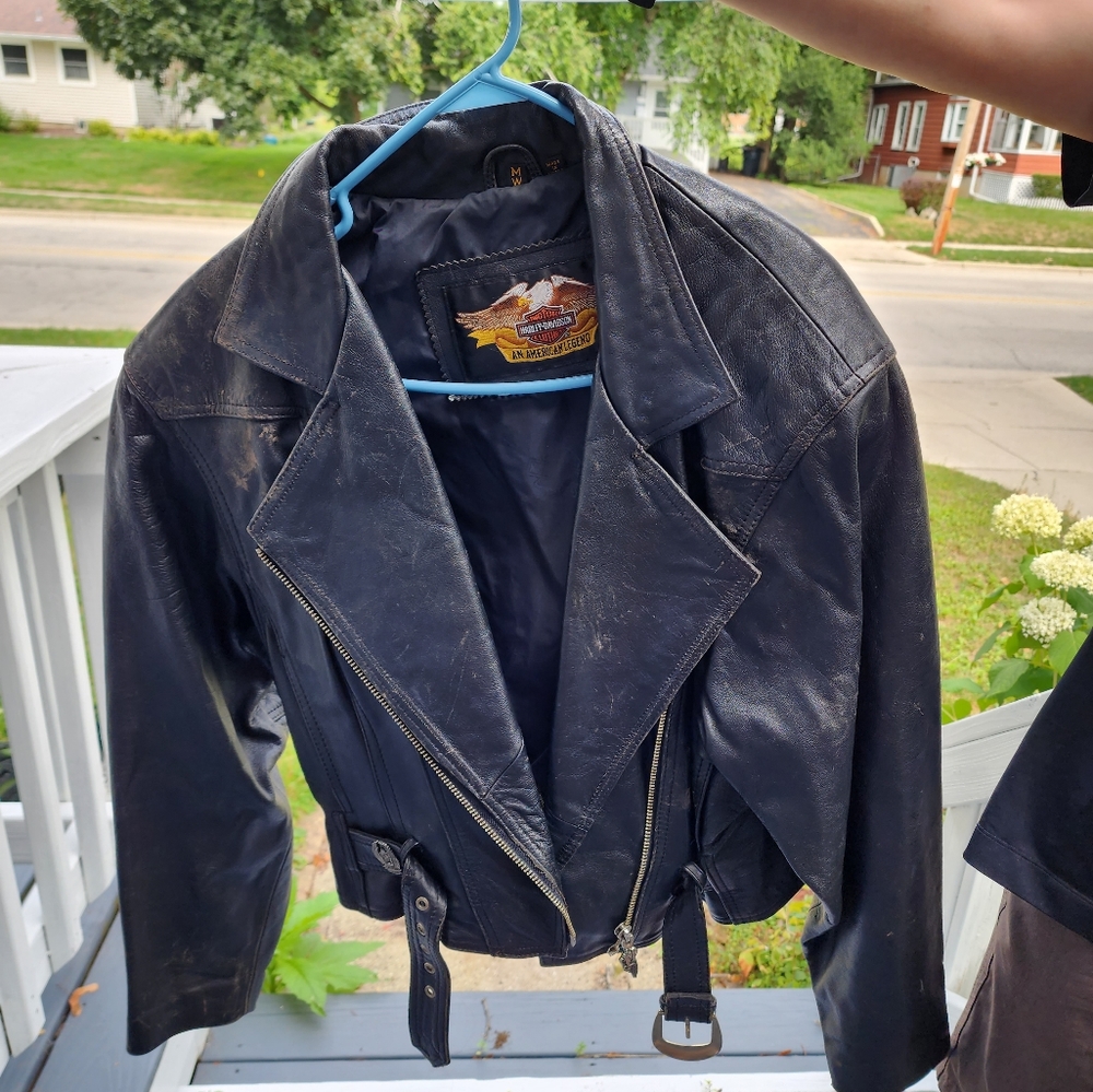 Womens Vintage Black Leather Harley Davidson